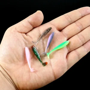50pcs T-tail Silicone Worm Lures | Mini Soft Fishing Bait for Bass & Pike