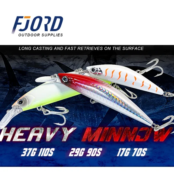 Heavy Sinking Minnow Lures | for Saltwater & Freshwater | Long-Casting Artificial Bait