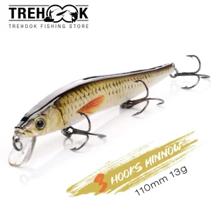 Three-Hooks Minnow Lure | Big Crankbait for Bass, Pike, & Trout